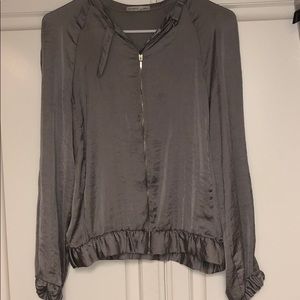 Silver silk bomber jacket